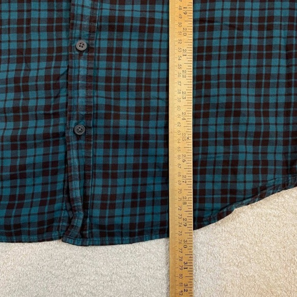 Columbia‎ Mens Large Plaid Button Down Shirt Teal Brown Long Sleeve Cotton L - Picture 4 of 8